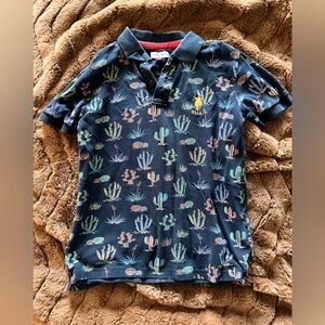 U.S. Polo Assn Cactus Print Polo Shirt Youth Large Blue Western Desert